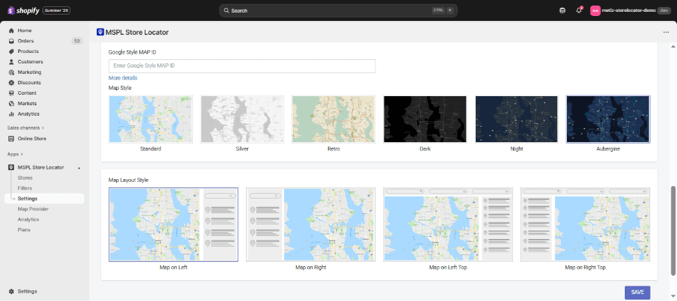 Aubergine Map Style - MSPL Store Locator