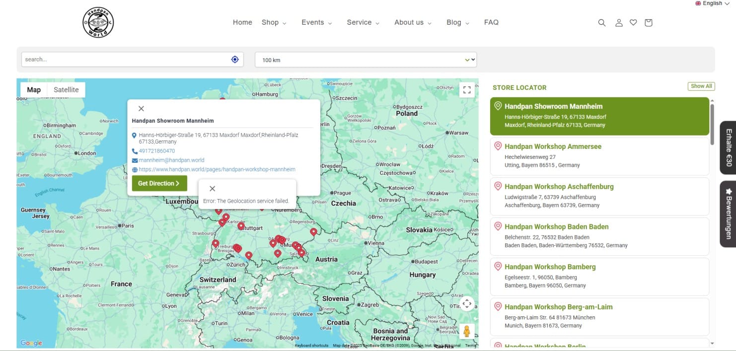 Handpan World Store Locator Demo