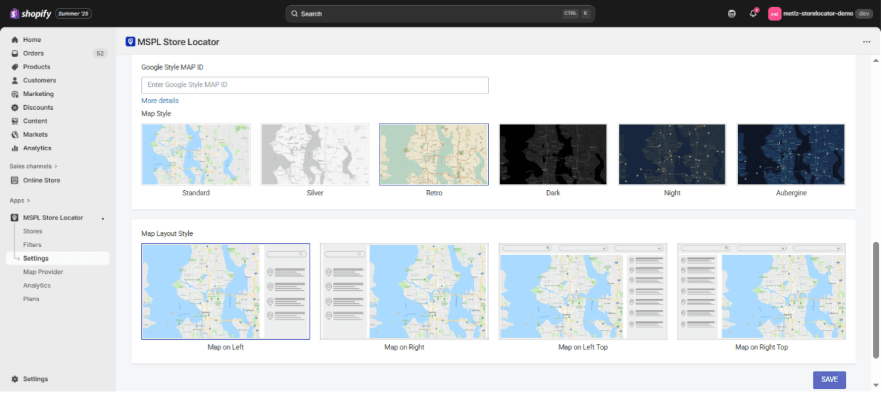 Retro Map Style - MSPL Store Locator