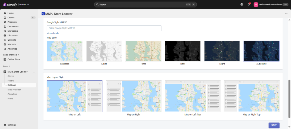 Aubergine Map Style - MSPL Store Locator