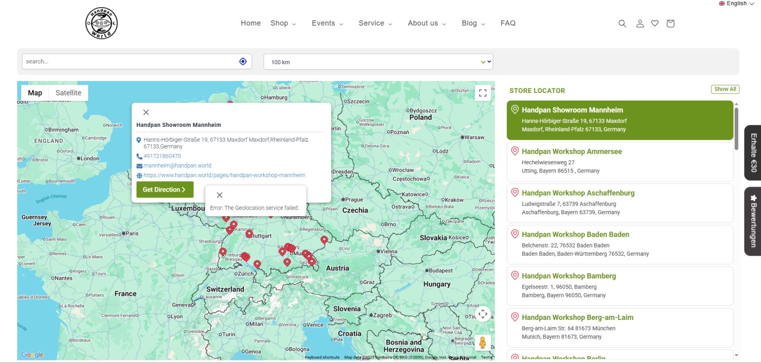 Handpan World Store Locator Demo