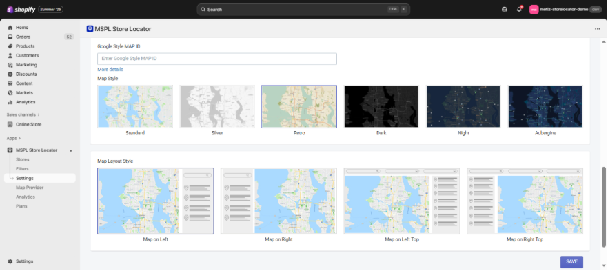 Retro Map Style - MSPL Store Locator